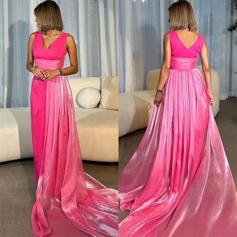 

Jiayigong Sexy Casual Jersey Draped Pleat Ruched Christmas A-line V-Neck Bespoke Occasion Gown Long Dresses