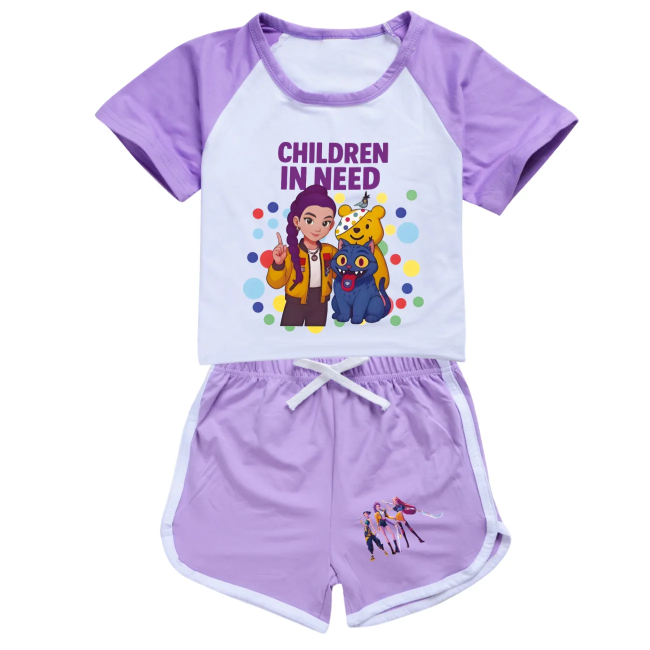 

Kpop Demon Hunters Kids Clothes Summer Girls Boys Sportswear Set Children Pajamas Short Sleeve T Shirt + Shorts Set