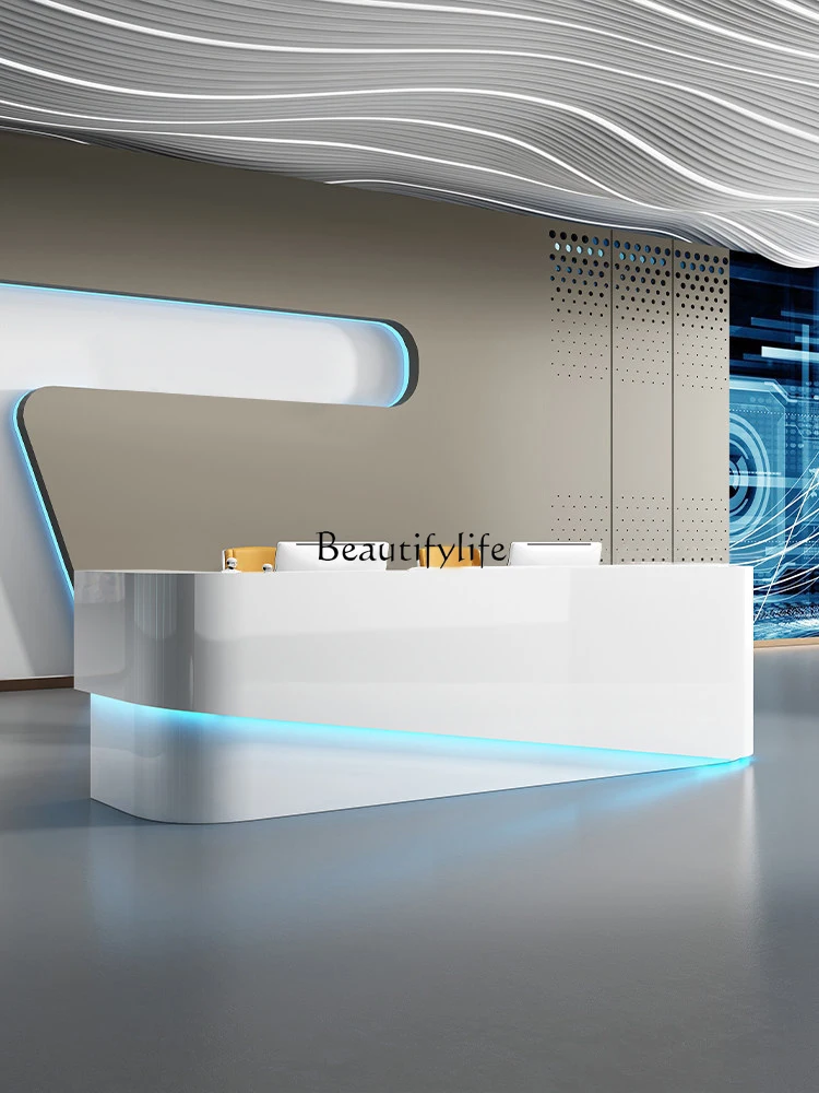 Company Reception Desk White Paint Arc