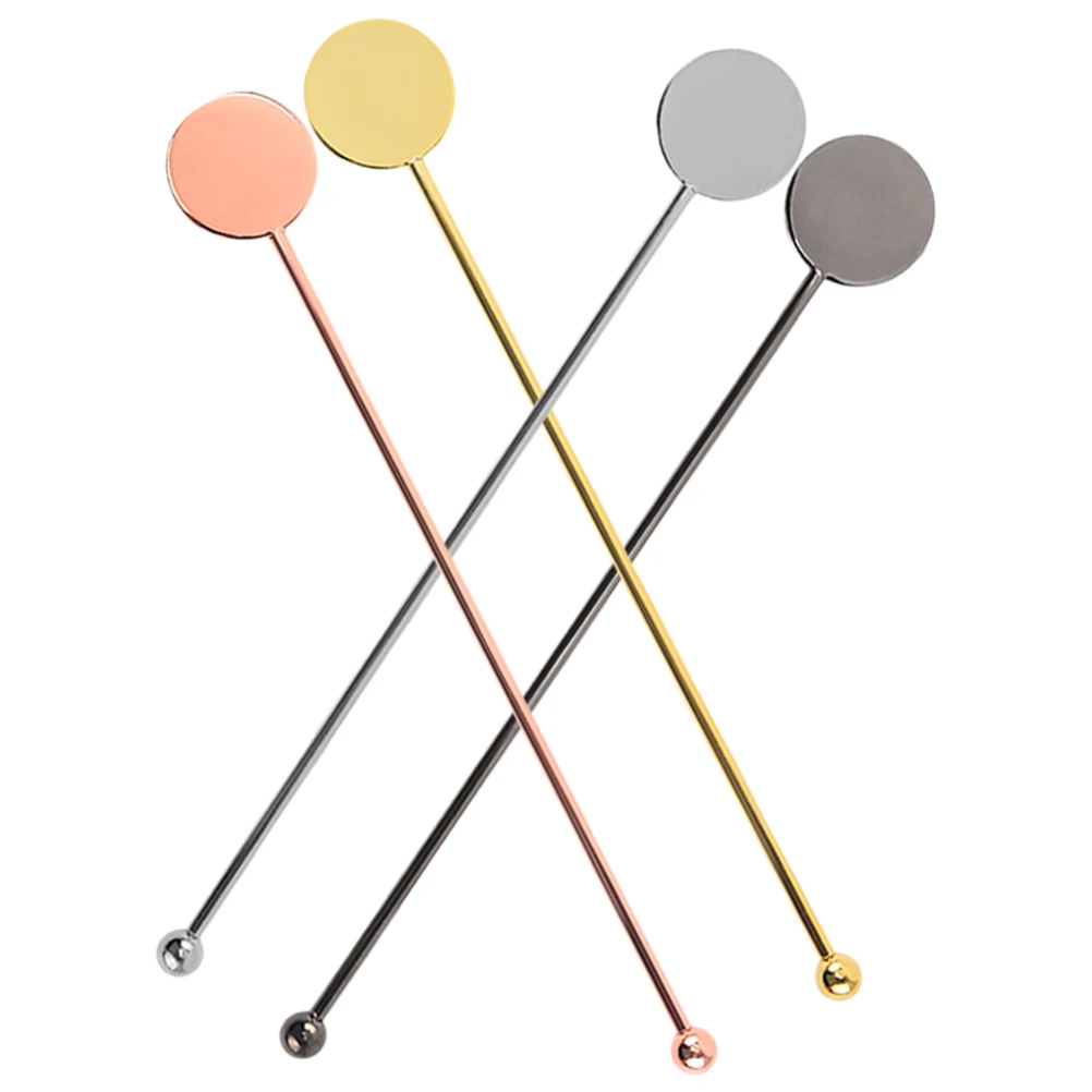 

4 Pcs Stainless Steel Cocktail Stirring Sticks Reusable Beverage Mixing Rods Bar Tools Coffee Stirrers Swizzle Stick Drinks