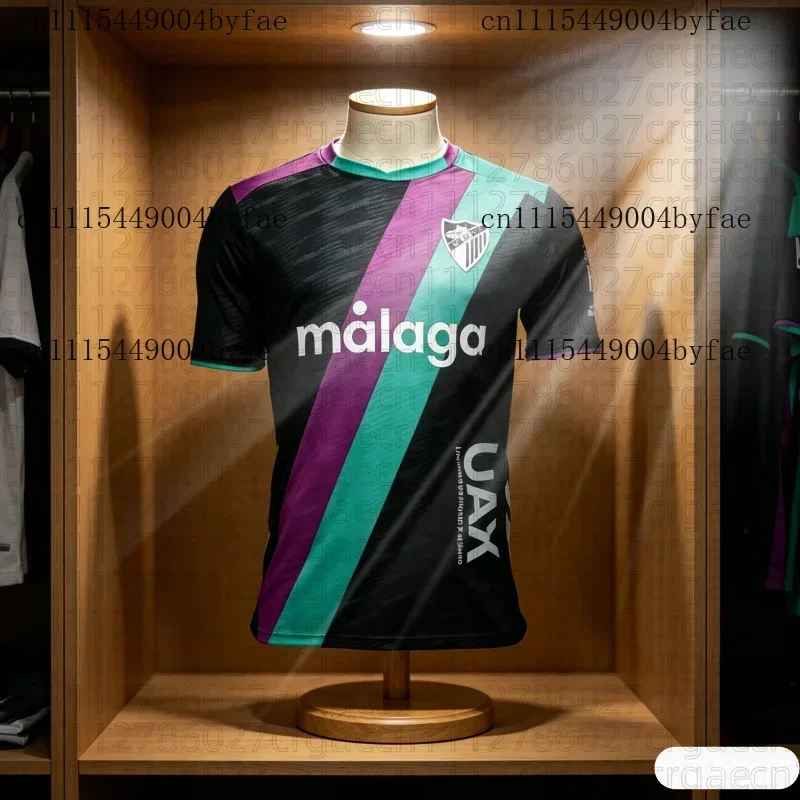 Nouveau T-shirt de football Málaga 2026, modèle à succès, pour homme, femme et enfant, respirant, style sport décontracté streetwear, assorti pour toute la famille