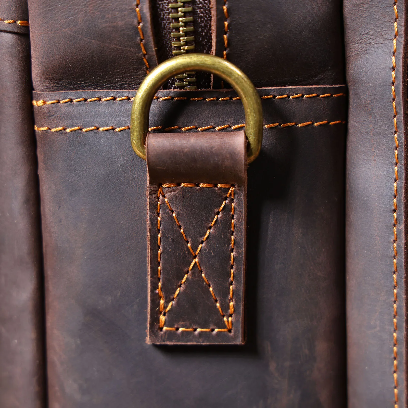 Vintage Echtleder Herren-Aktentasche 17" Laptop-Tasche, Messenger-Taschen für Arbeit und Business, Crazy Horse Rindsleder Handtasche – Detail 15