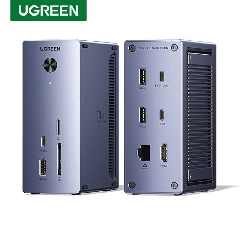 UGREEN USB Docking Station 10 in 1 M.2 NVMe SSD Case 10Gbps USB-C HUB 4K60Hz HDMI PD100W RJ45 for Laptop MacBook HP Lenovo Dell