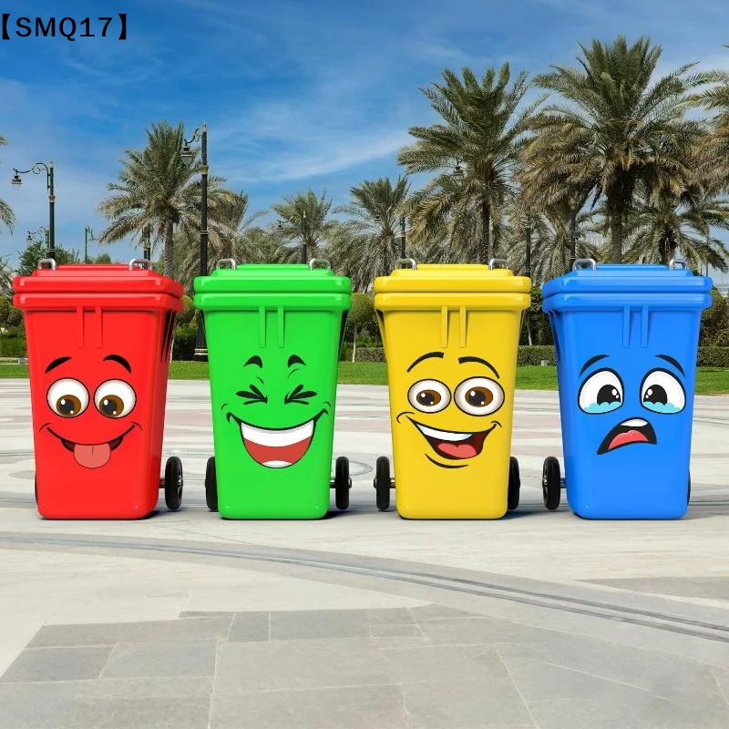 4Pcs Funny Face Trash Can Stickers Self-adhesive Waste Bin Decals Cartoon Expressions Stickers For Wall Door Toilet Decor【SMQ】