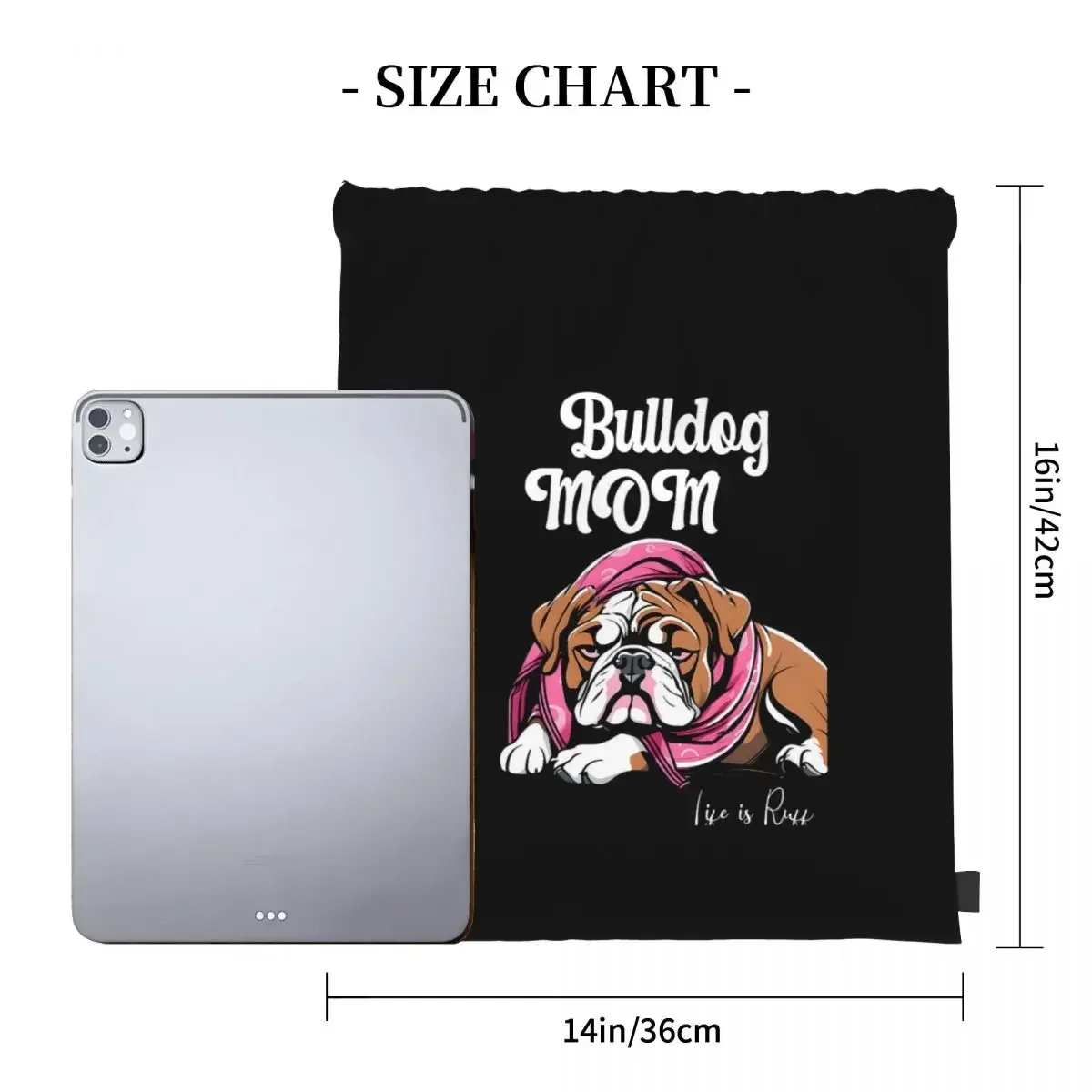 Lazy English Bulldog - Bulldog Mom Backpacks Drawstring Bags Drawstring Bundle Pocket Shoes Bag BookBag For Man Woman Students