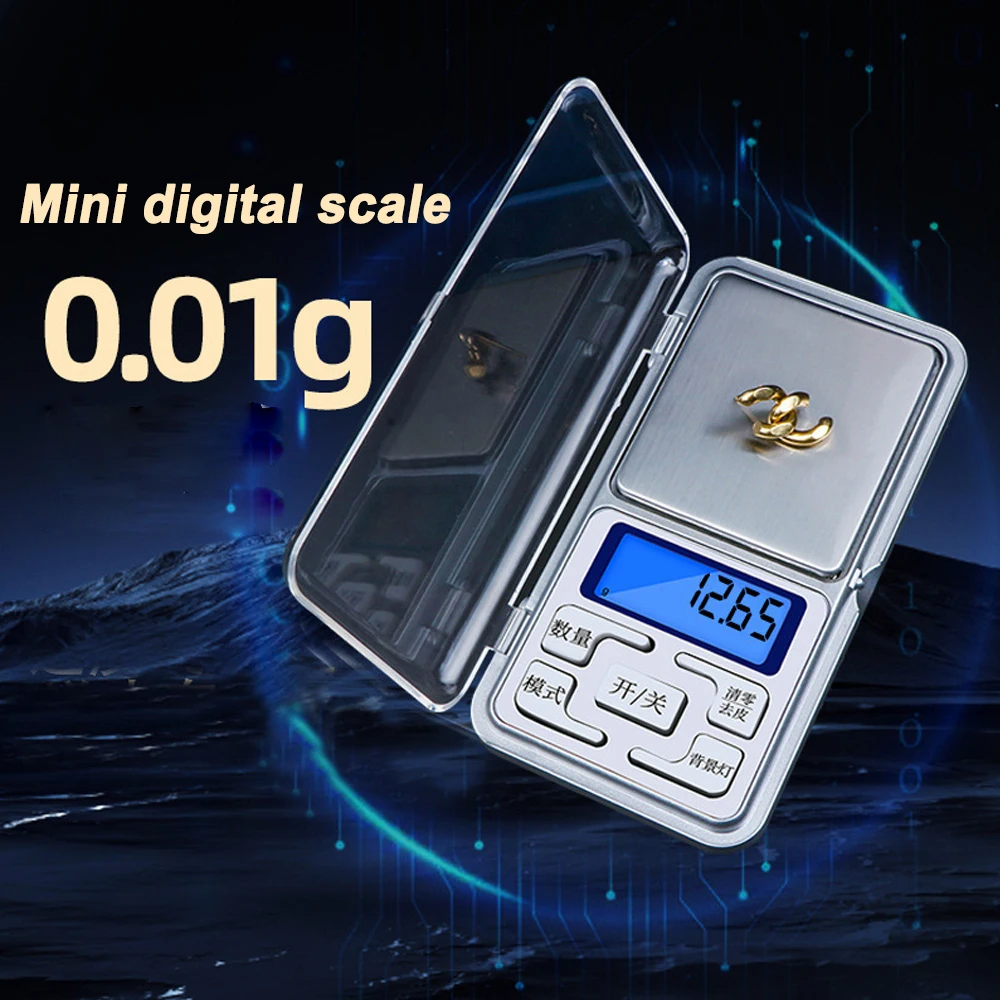 Mini Digital Scale 200/300/500G 0.01 Portable Jewelry Scale High Precision Antique Electronic Weighing Tea Household Gold Weight