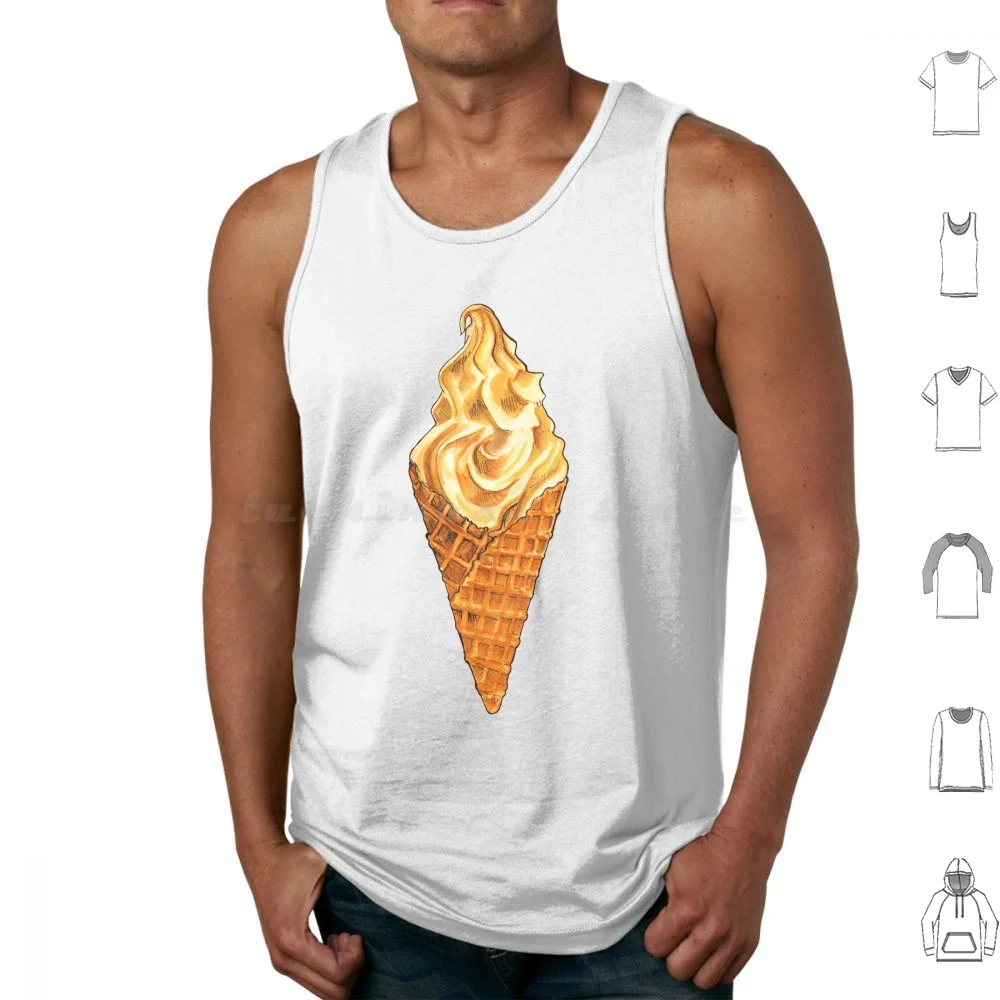 Vanilla Soft Serve Pattern Tank Tops Vest Sleeveless Ice Cream Summer Retro Kitsch Cute Food