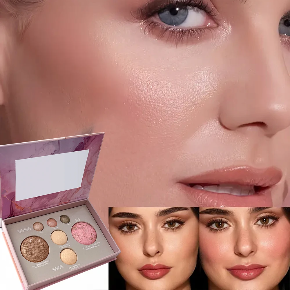 Multi-functional portable makeup palette, 7-color eyeshadow, contour, blush, highlighter all in one palette, easy to apply