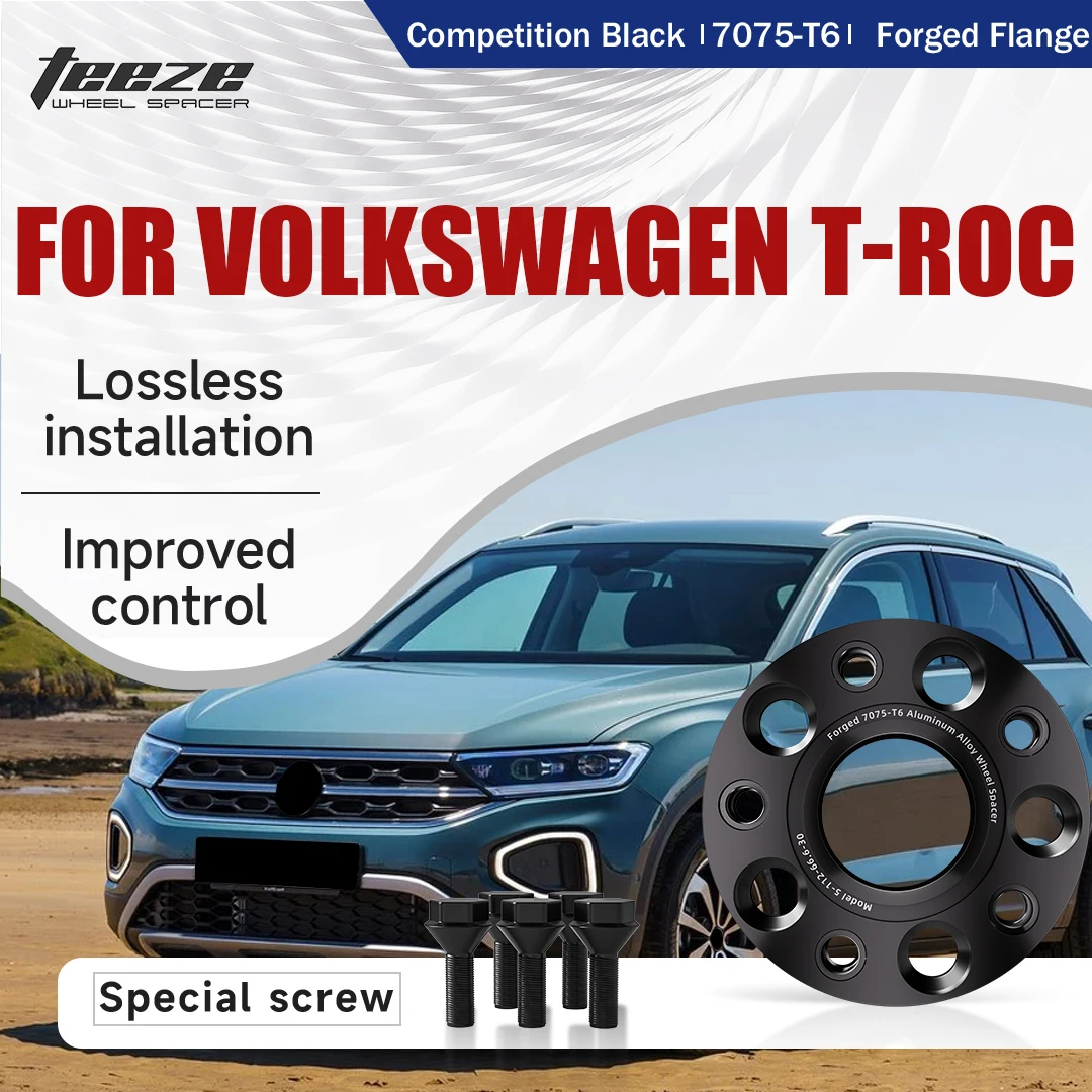 

Teeze 2/4pcs 5x112 57.1 M14 x 1.5 Hub Centric Black Forged wheel spacer For Volkswagen T-Roc Flange Plate 15/20/25/30/35mm