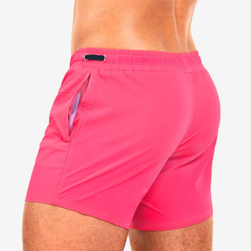 Pantalones cortos de playa con malla para hombre, bañadores de secado rápido, traje de baño para Surf, pantalones atléticos para correr y gimnasio,