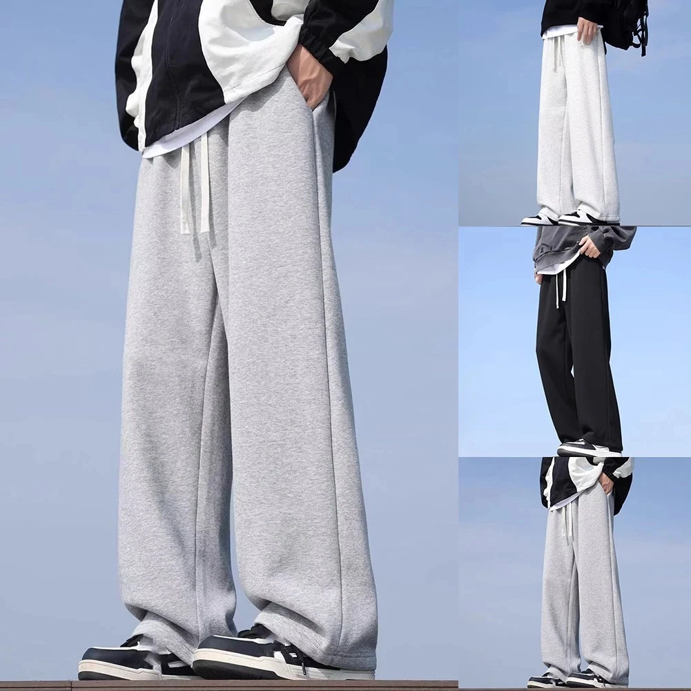 

Мужские спортивные брюки с однотонным дизайном, теплые и удобные осенью и зимой, модные спортивные штаны в американском стиле хип-хоп