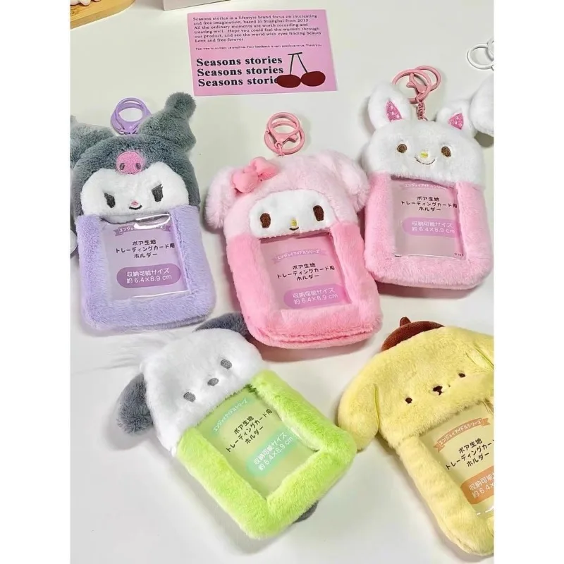 Miniso Set kartu mewah Sanrio baru lucu bintang mengejar kartun Jepang mendukung Set kartu nasi foto liontin gantungan kunci lucu