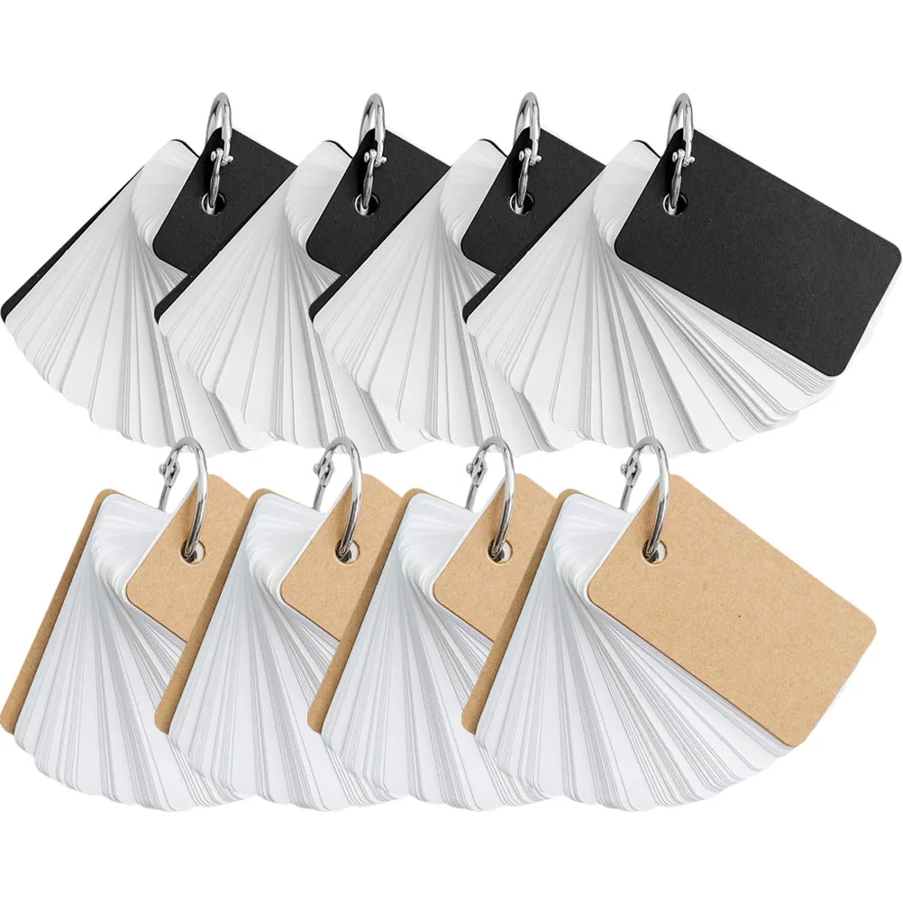 

4 Pcs Black Cover Word Books Memory Cards Blank Flashcards Smooth Writing Portable Students Stationery Gifts