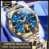 OUPINKE 3296 Original Men's Automatic Mechanical Watch Day Date Subdial Luminous 50M Waterproof Male Watches Man Clock