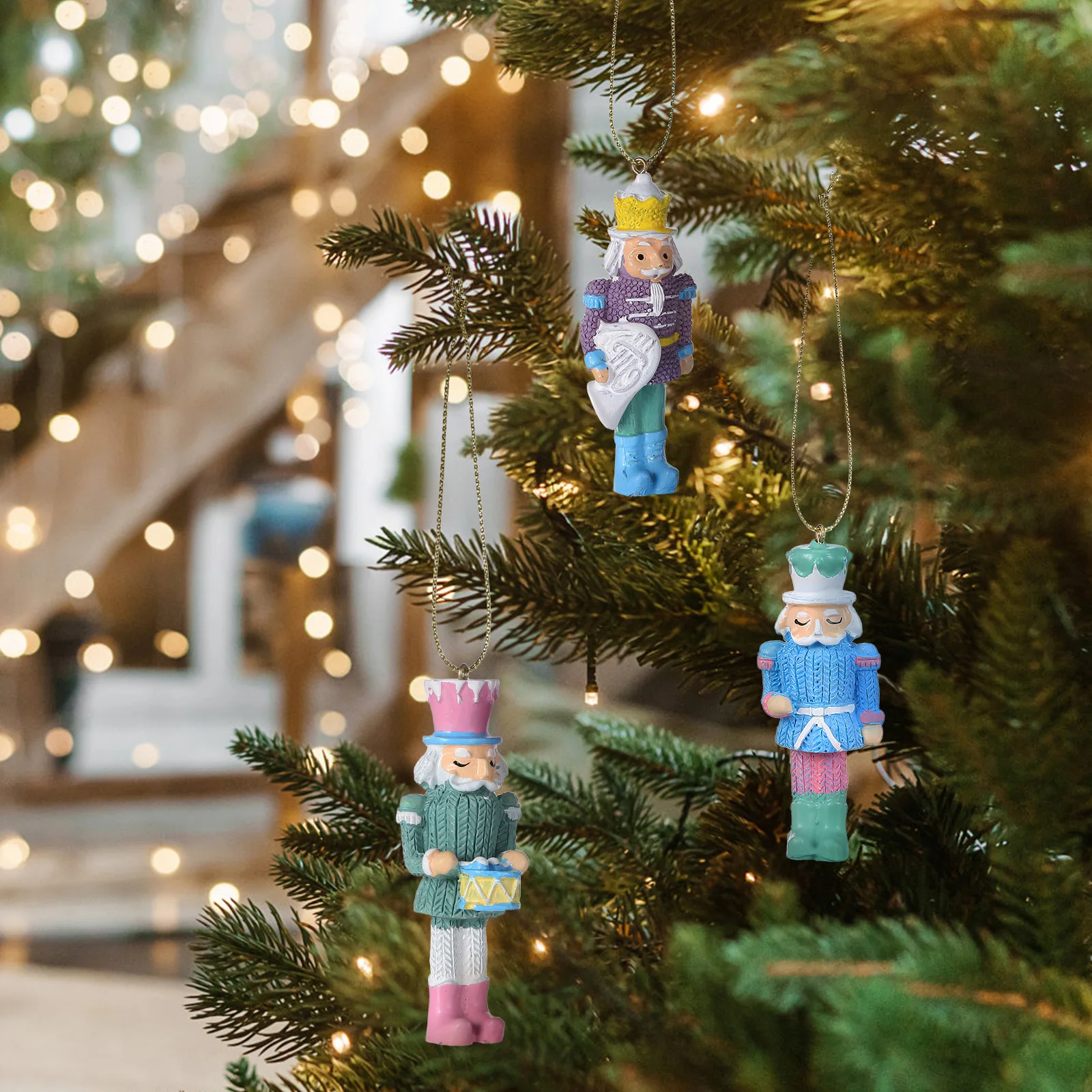 

8Pcs Nutcracker Christmas Ornaments Wooden Nutcracker Figures Hanging Colorful Xmas Decoration Festival Decor Xmas Ornament