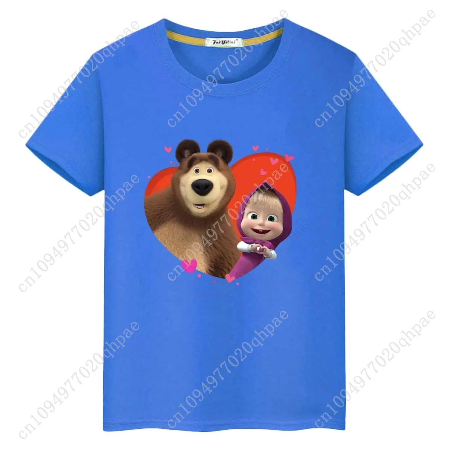 أنيمي الدب طباعة تي شيرت للأطفال الصبي 10 سنوات قميص جذاب Kawaii بلايز y2k قطعة واحدة 100% القطن الرسوم القصيرة الفتيات الملابس #6