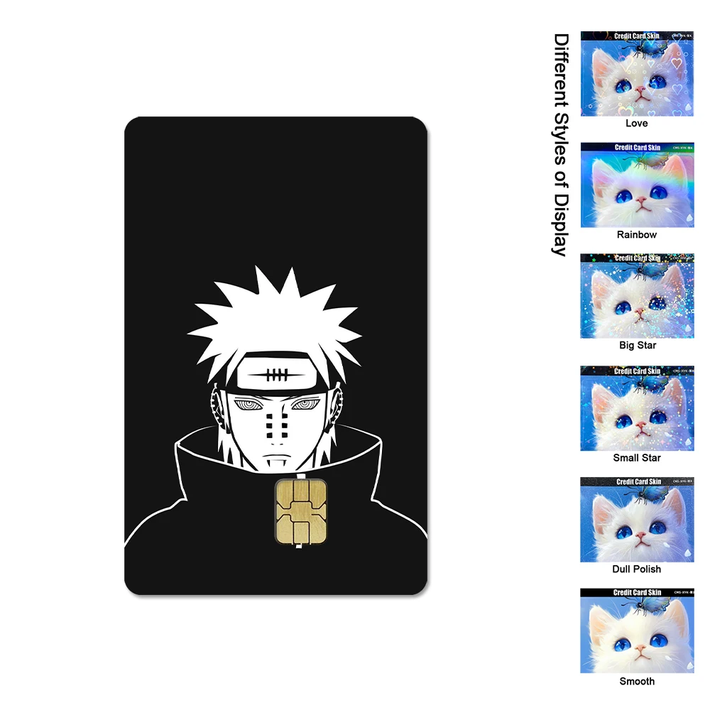 Anime naruto cartão de crédito adesivo uchiha sasuke haruno sakura design pele suave arco-íris anime cartão adesivo decoração à prova dwaterproof água