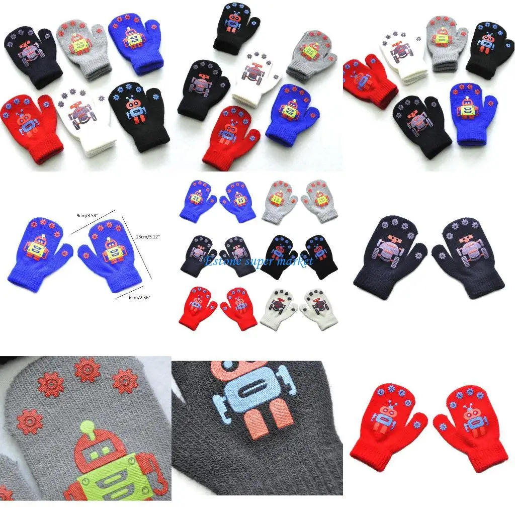 

090b открытая езда теплые варежки мягкие вязаные вязаные перчатки для девочек мальчики Candy Color милые перчатки