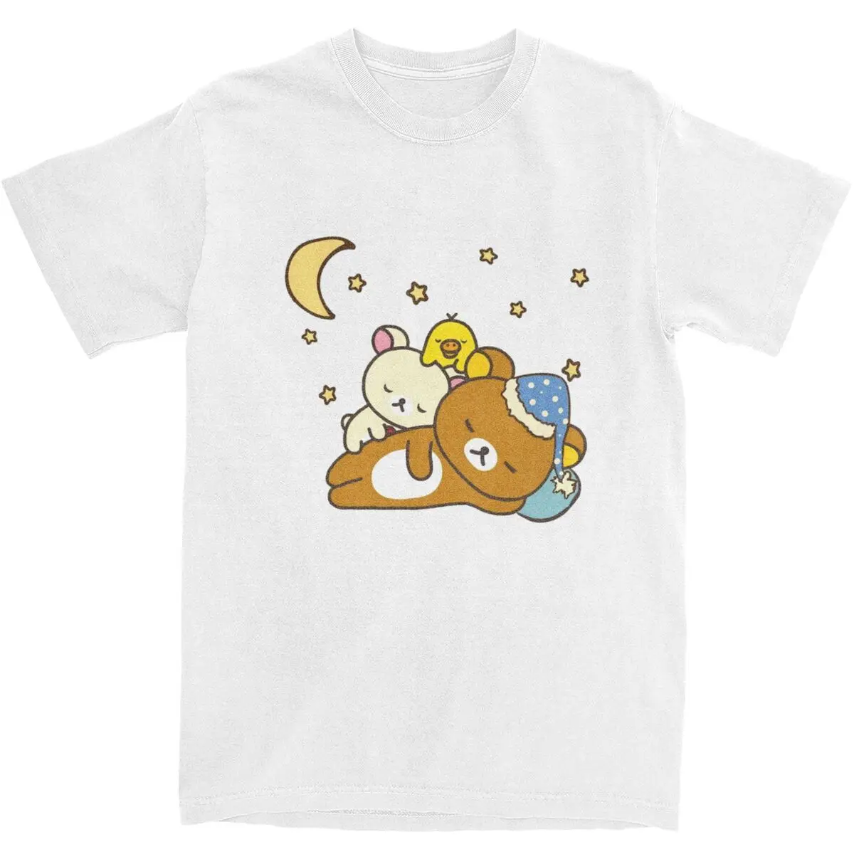 Sleepy Time Bears Rilakkumaเสื้อยืดNovelty Tเสื้อแขนสั้นStreetwear TShirtฤดูร้อนผ้าฝ้ายBreathable OVERSIZE Tees