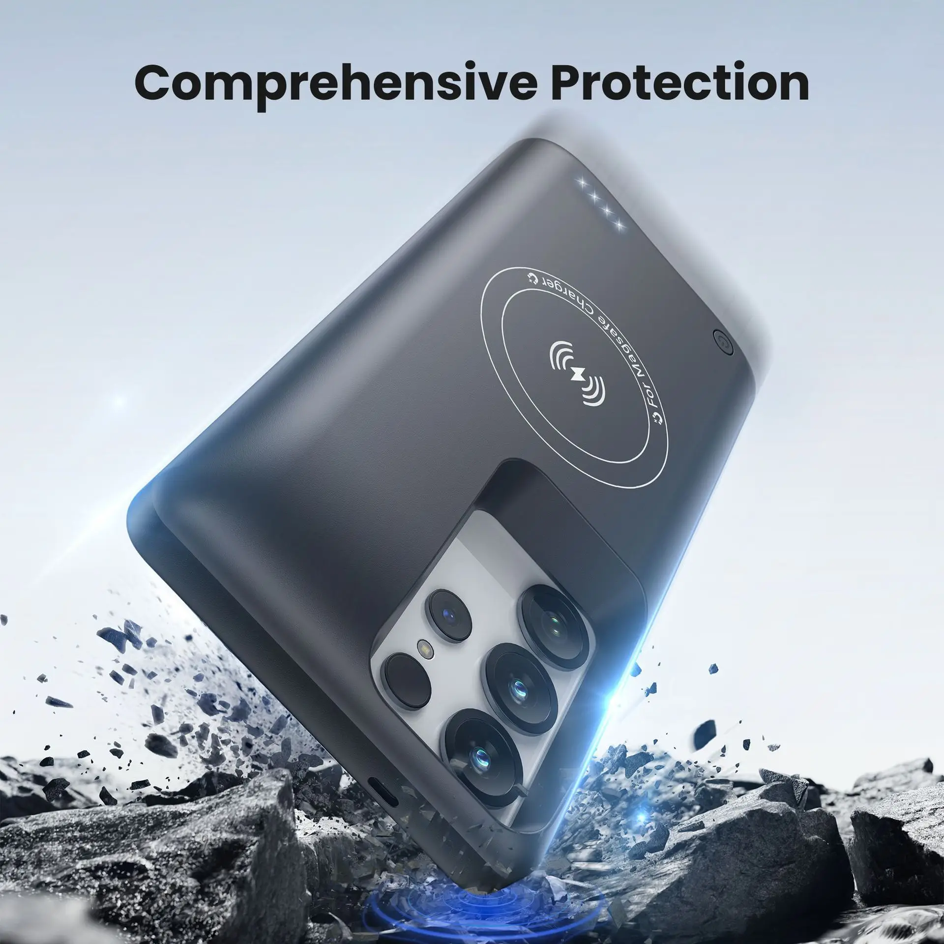 

Wireless Battery Charger Case 10000mAh Power Bank for Samsung S25 S24 S23 S22 Ultra Plus Charging Powerbank Back Clip Case Cover