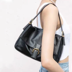 Soft Pu Leather Solid Bags Simple Women Summer Vintage Casual Black Bag Fashion Sweet Y2K Chic Flip Shoulder Bag