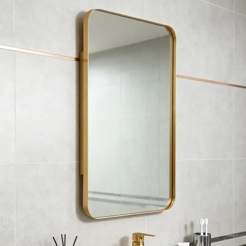 HYS simple modern hotel bathroom mirror homestay bathroom wall mirror toiletries storage rack mirror