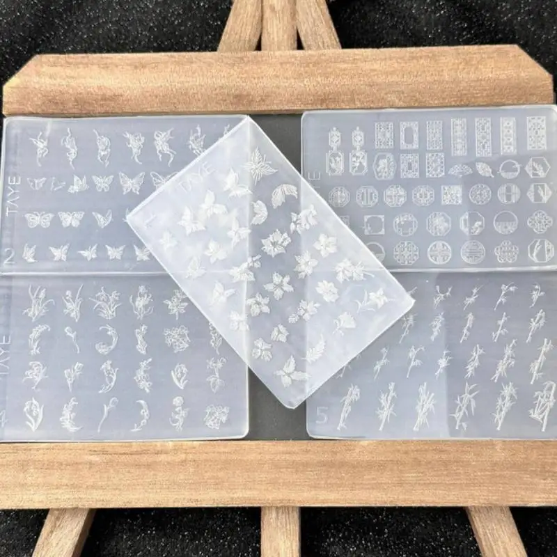 فراشة زهرة ثلاثية الأبعاد سيليكون مسمار الفن العفن DIY خمر زهرة الإطار تصميم الأزهار قالب الإغاثة الشفافة أدوات مانيكير