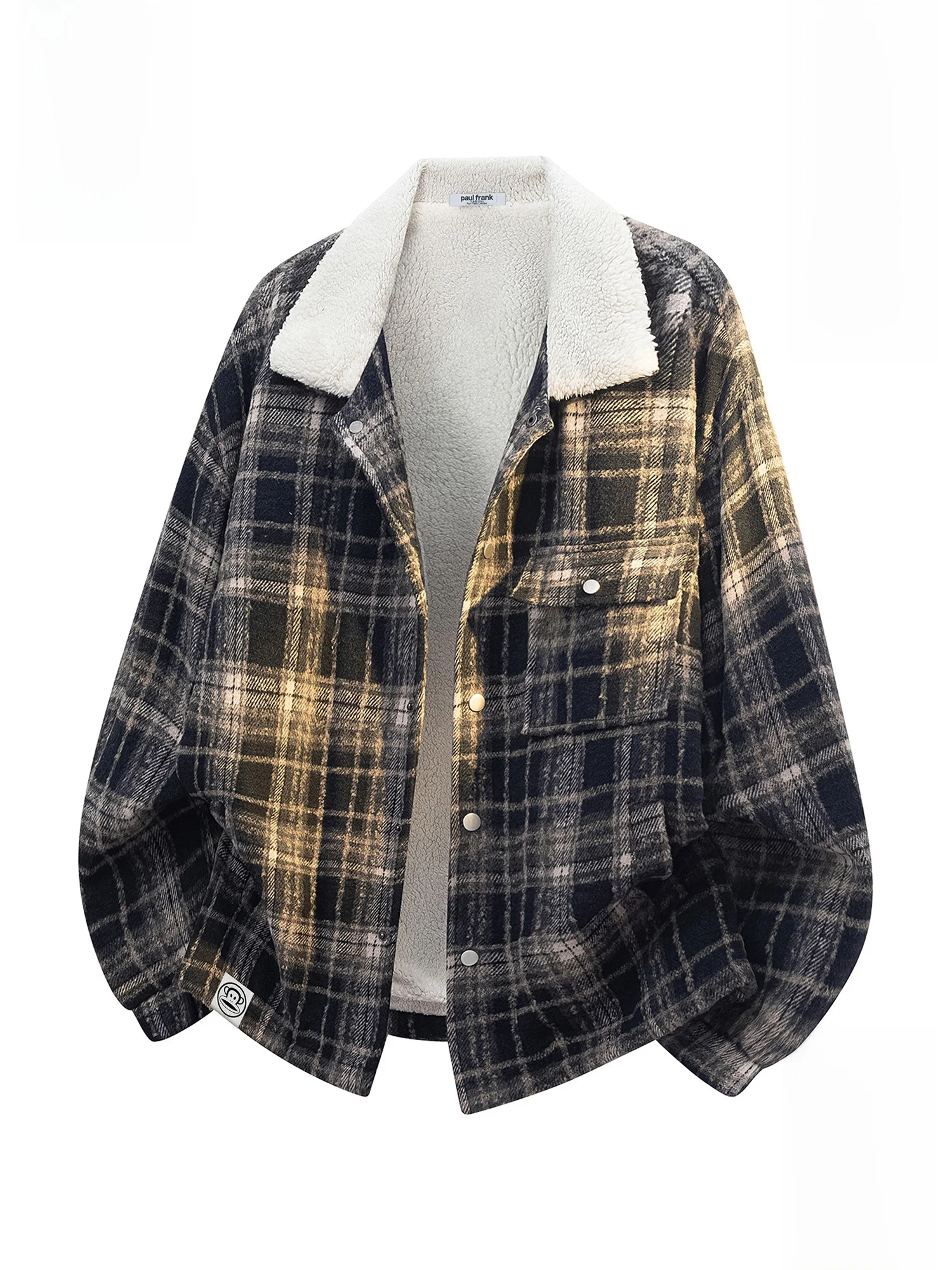 

PaulFrank Warm Lamb Velvet Jaet Men's Winter Faion Brand High Sensation Plaid Collar Monkey Mouth Warmth Outerwear