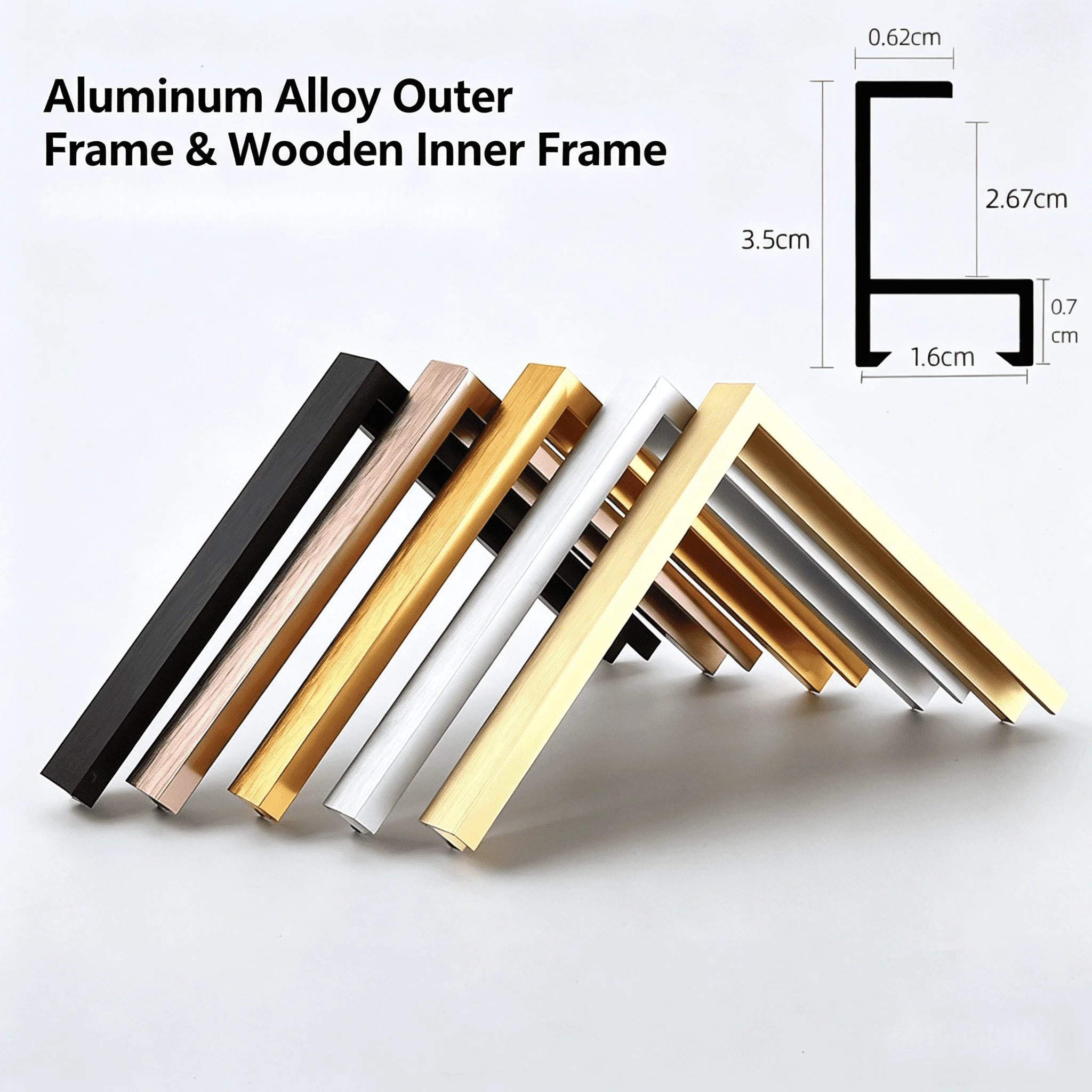 Customized Black DIY Metal Aluminum Outer Frames & Wooden Inner Frame for Canvas Oil Painting Artwork Wall Art Poster Home Decor