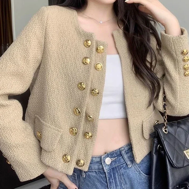 French temperament ladies short fragrance coat women's spring and autumn new loose Joker double-breasted cardigan coat