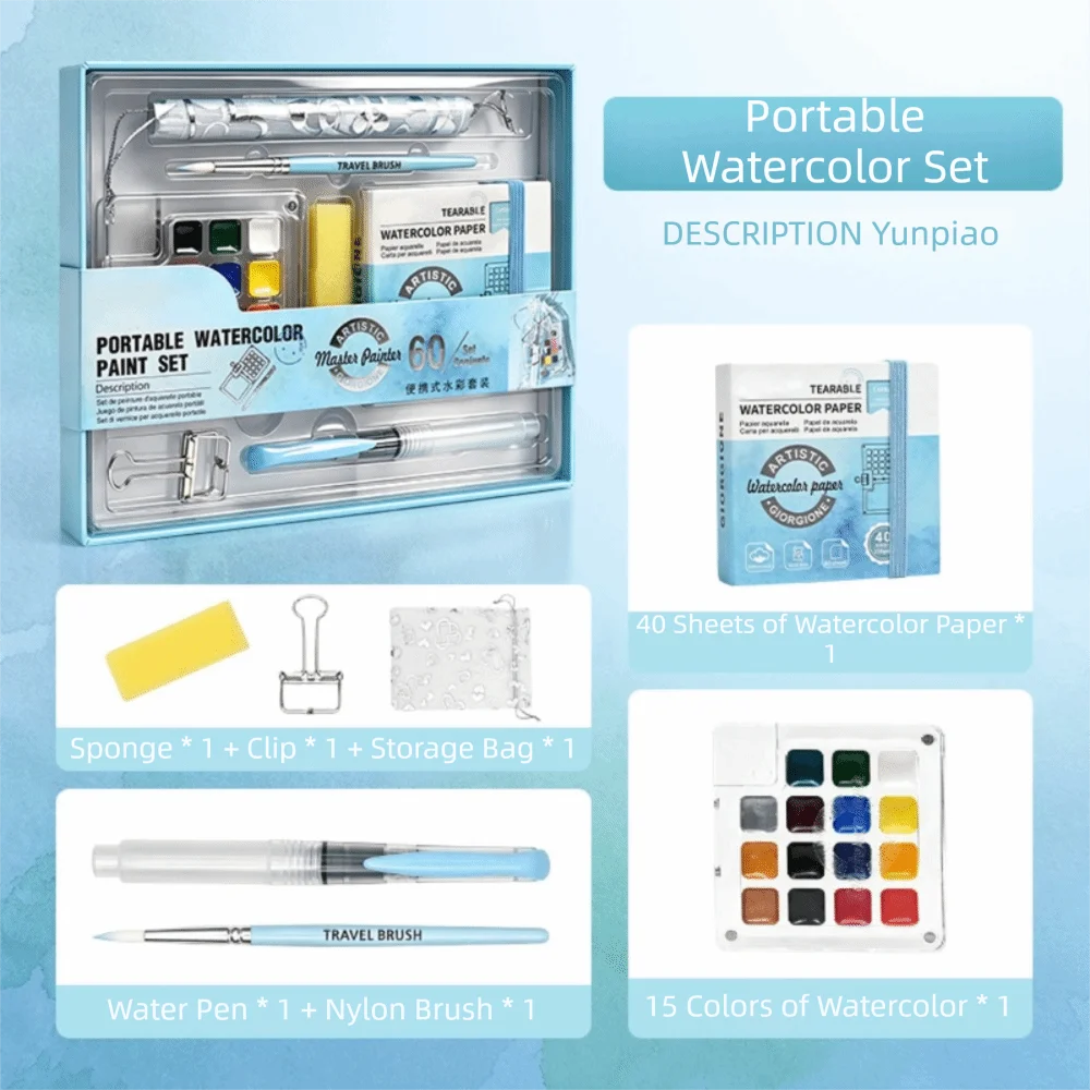 DIY Mini Watercolor Paint Palette Waterproof Foldable Paint Pigment Box Portable with Clip Empty Paint Box Artist