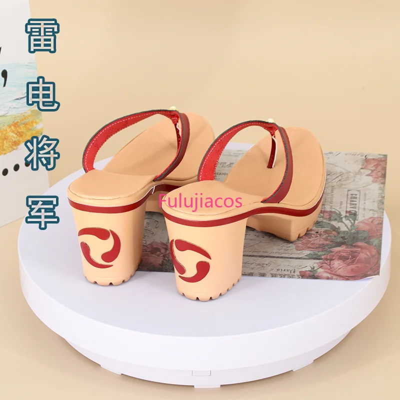 Fulujiacos Genshin Impact Raiden Shogun zapatos de Cosplay Anime estilo chino Halloween para mujeres juego Beelzebul accesorios de juego de rol