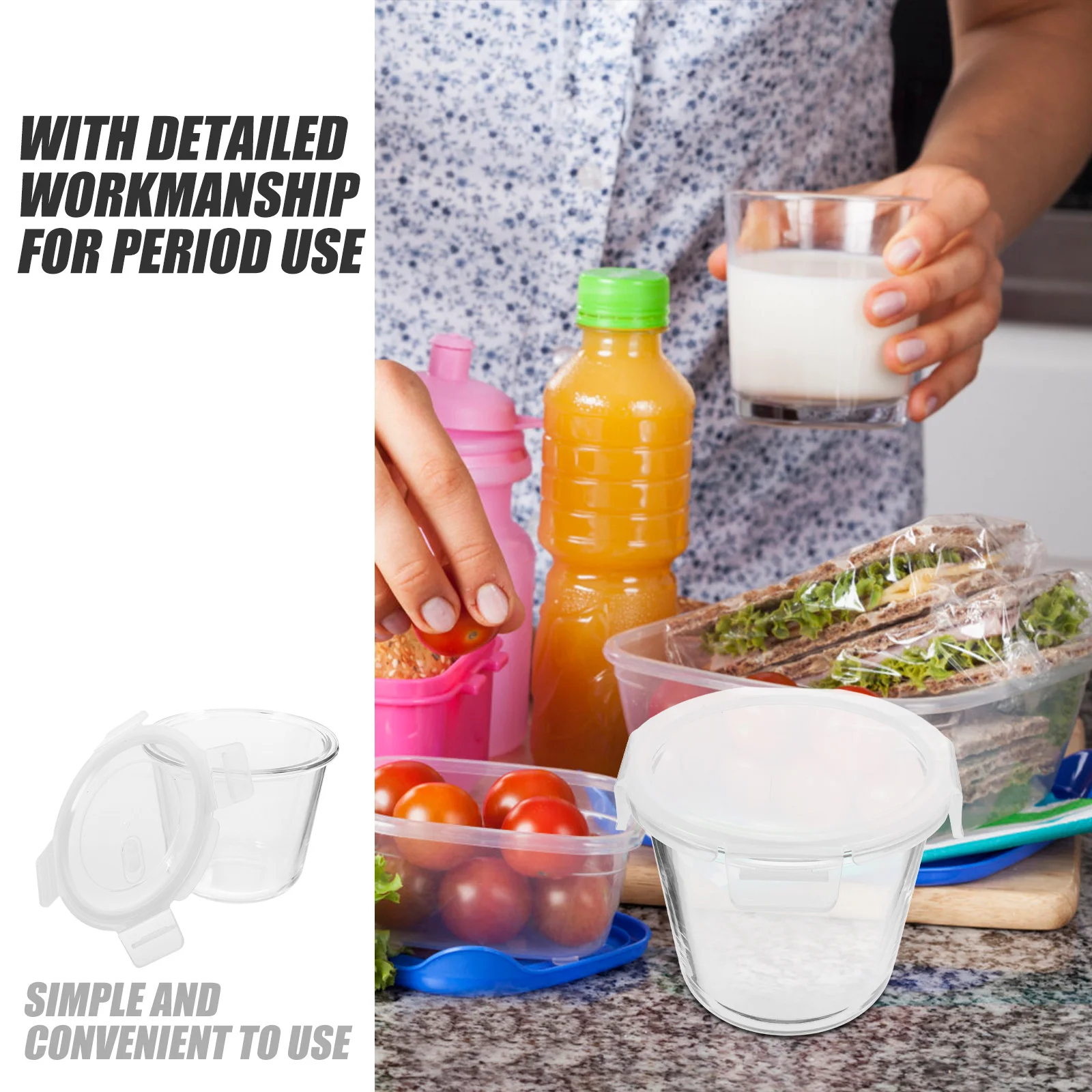 

Airtight Glass Bowl with Lid for Salad Soup Fruits Vegetables Prep Containers Kitchen Home Dining Use Fruit Bowl with Lid