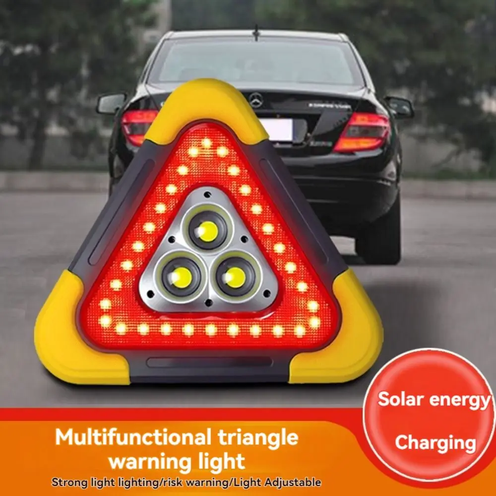 

2-IN-1 Solar Emergency Triangular Roadside Warning Light Safety Emergency Breakdown Alarm Lamp Portable Flashing Light on Hand
