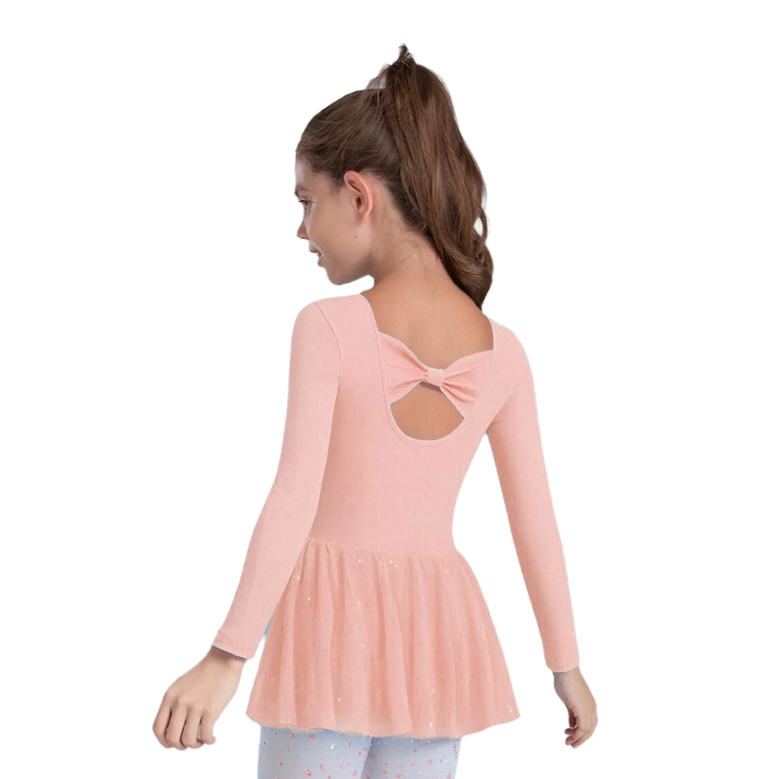 الأطفال الفتيات الباليه الرقص توتو فستان طويل الأكمام لامعة الترتر راقصة الباليه الجمباز الرقص فئة الاحماء يوتار فساتين