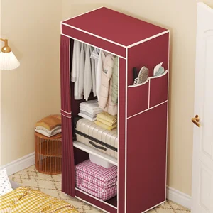 Fabric cabinets storage cabinet, curtain hanger, plastic, proof dust, folding, minimalism, room 10 Main Sales Folding Cabinet - №1