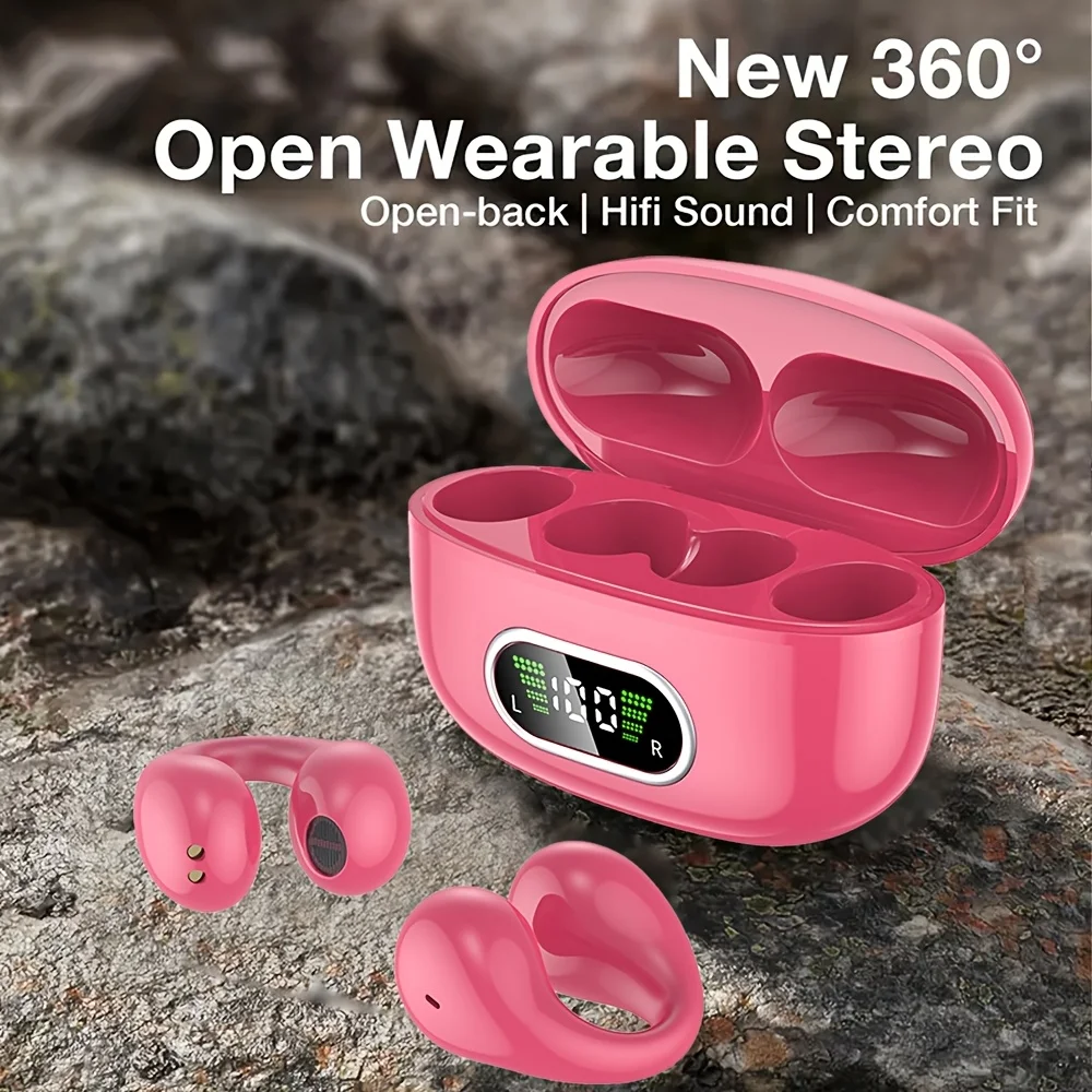 2025 novos fones de ouvido sem fio com clipe de orelha, disponíveis em várias cores, com display de energia inteligente, bateria de lítio de grande capacidade