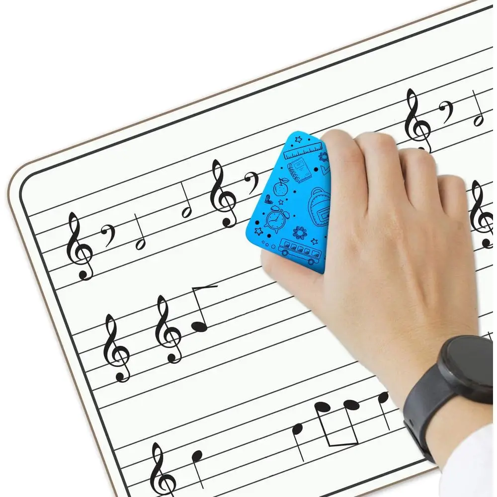 Double-Sided 9x12 White Lap Boards with Music Staff for Kids, Students, and Musicians, Includes Erasers
