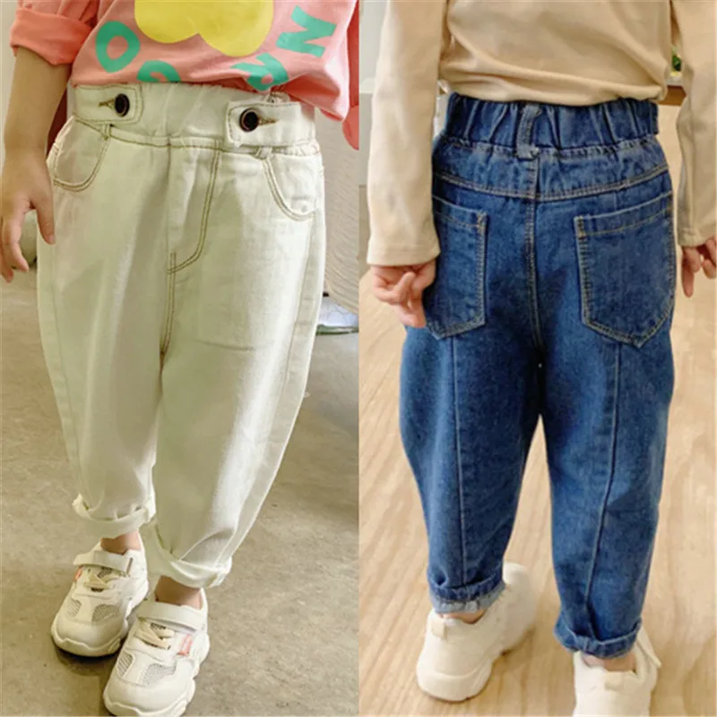 Boys and Girls Pants Double Button Casual Jeans Long Pants25Autumn New Fashion Foreign Trade Children's Clothing Wholesale3-8Yea
