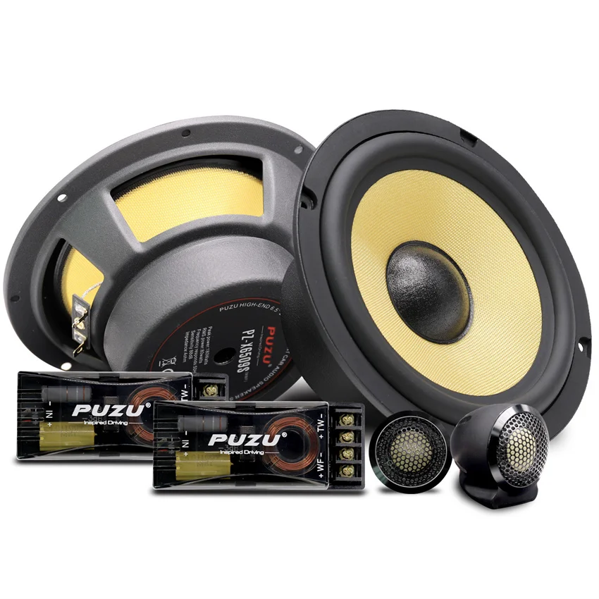 Altavoces de audio para automóvil con componentes de 2 vías PZ-6509S con potencia de salida de 180 W, fibra de vidrio, 1 par