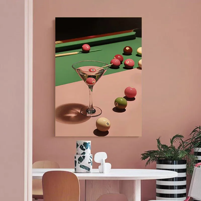 Billiard Table Cocktail Poster and Prints Billiards Canvas Painting Wall Art Picture Living Room Home Decor Cuadros