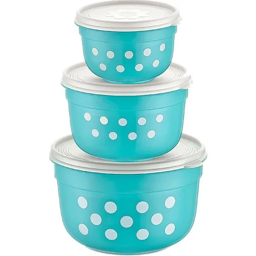 Plastic World Polka Dot Triple Storage Container