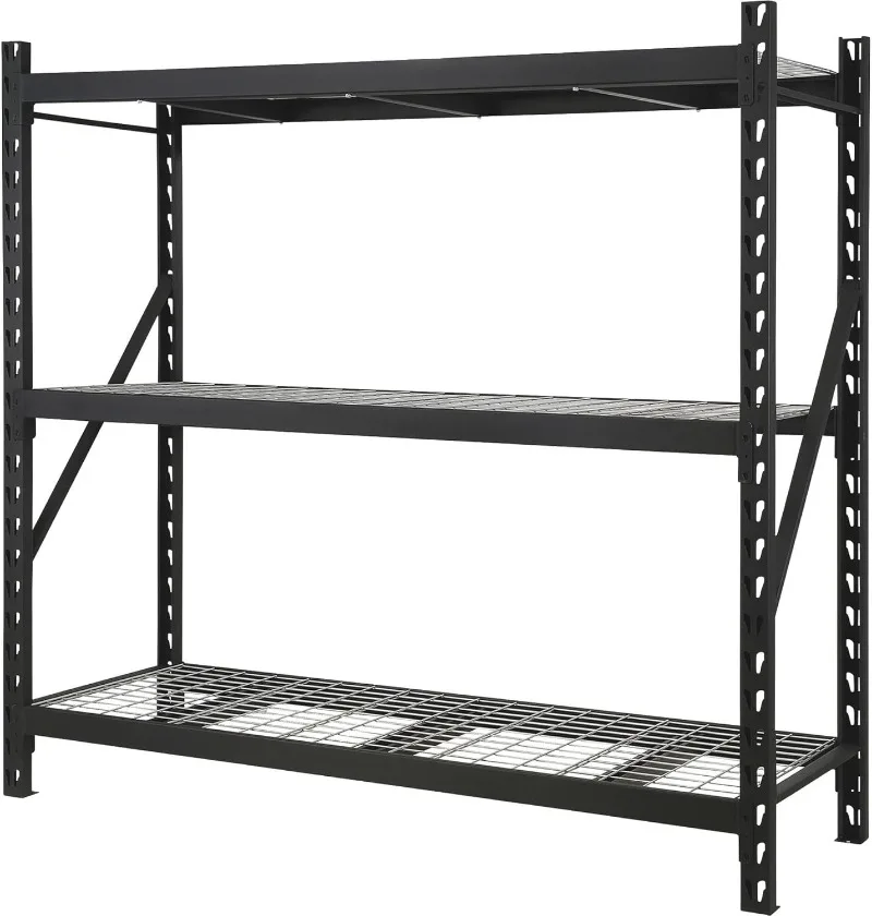 Industrial Shelving Rack, 3 Storage Shelves Steel Construction 3-Tier Rack with 2000-Lb Load Capacity Per Shelf, Garage