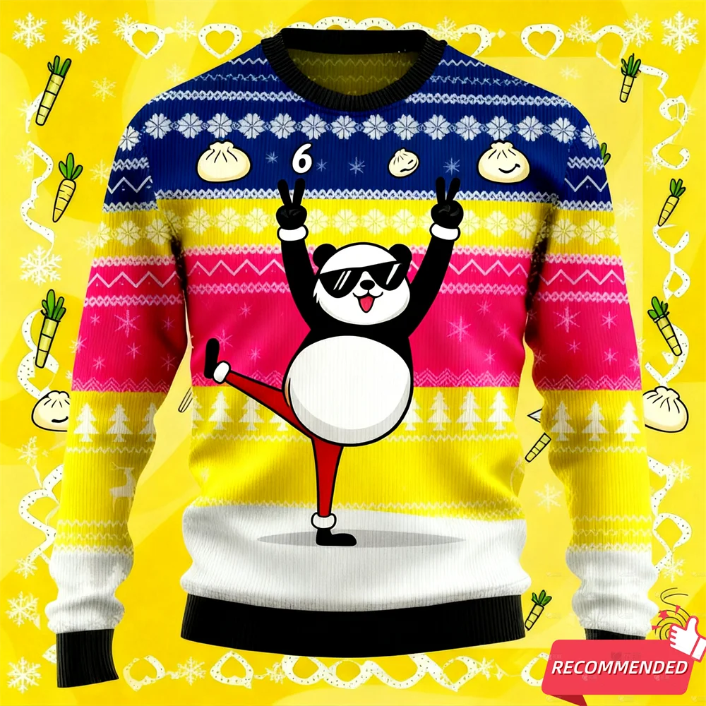 

Funny Animal Posture Graphic Ugly Christmas Sweater 2026 Elk Panda Holiday Party Unisex Sweaters Sweatshirt Xmas Gift Pullovers