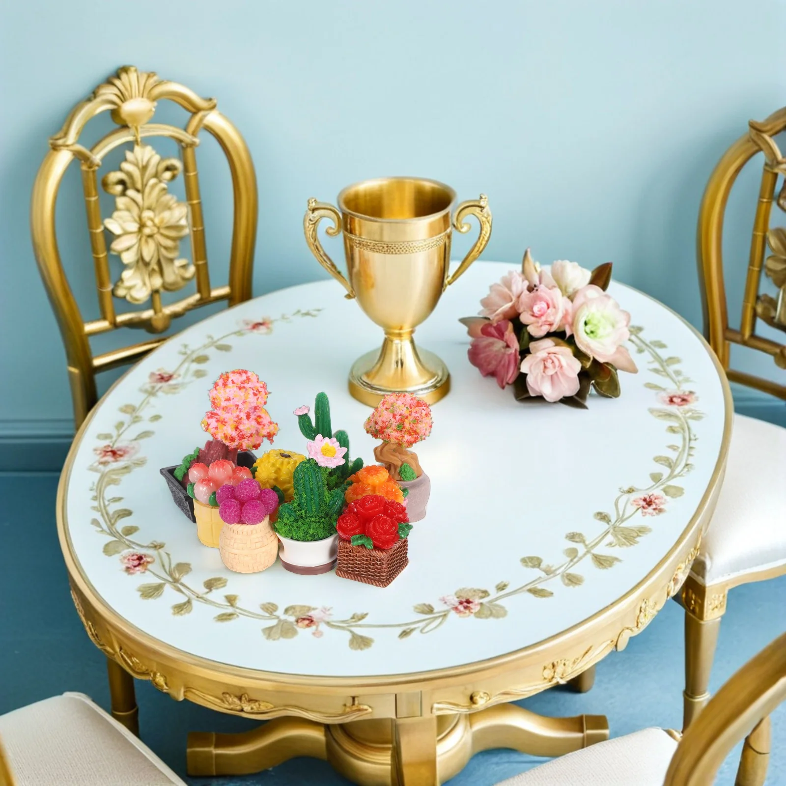 

9Pcs Mini Resin Bonsai Plants Mini Artificial Succulent Cactus Potted Decorations for DIY Micro Landscape Home Decor