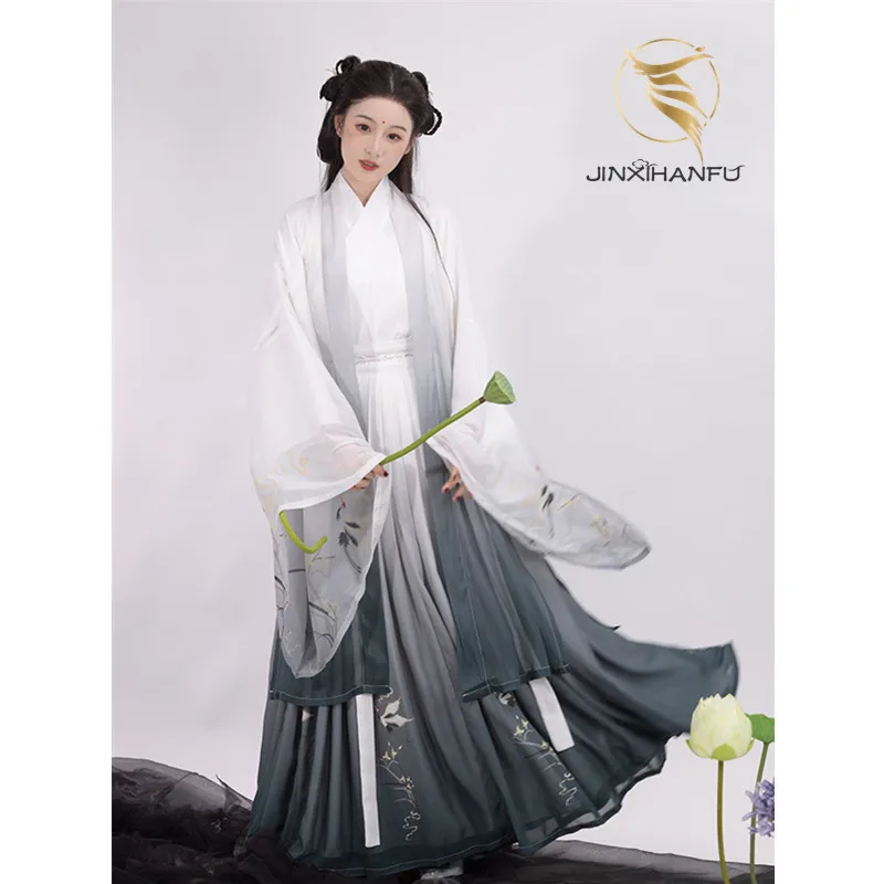 JINXIHANFU Original Design Ancient Costume Chinese Traditional Hanfu Polyester Printed Couple Dress Clothes