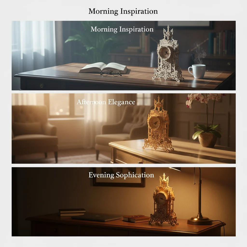 برج الساعة الخشبية المصنوع يدويًا ألعاب ألغاز ثلاثية الأبعاد، عناصر عرض إبداعية، هدايا ألعاب ذاتية الصنع، هدايا عيد الميلاد