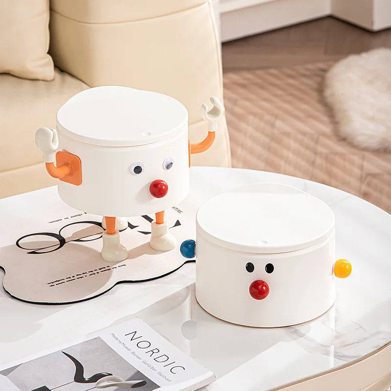 Drücken Sie den Mülleimer, hochwertiges und großes Haushalts-Cartoon-Wohnzimmer, groß mit Deckel, kreative und niedliche DIY-Hygiene