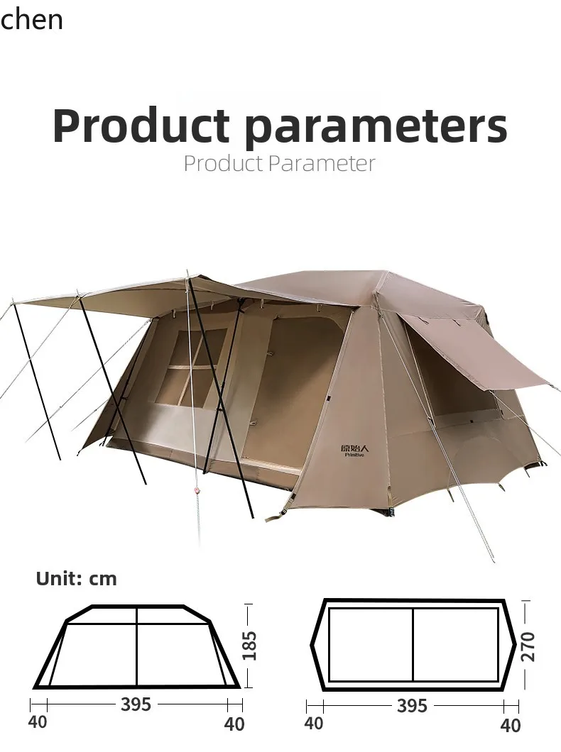 Quick-Open Tent Outdoor Portable Folding Camping Tent Two Rooms One Hall