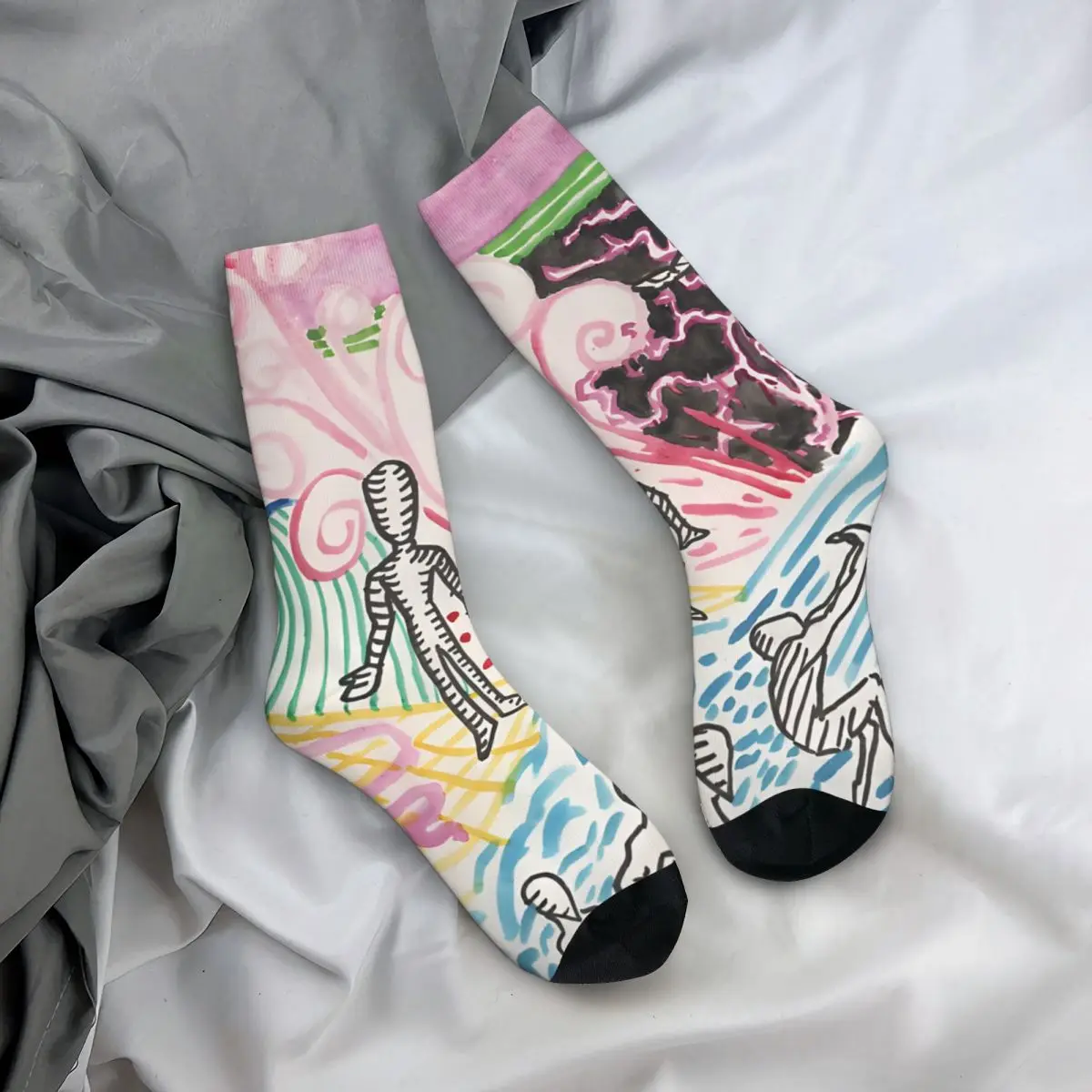 Skarpety męskie Expressive Motion Vintage Harajuku Street Style Novelty Pattern Crew Sock